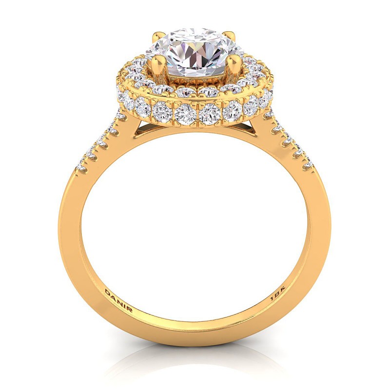 18K Yellow Gold <br> Helena Diamond Engagement Ring Round Yellow Gold 
