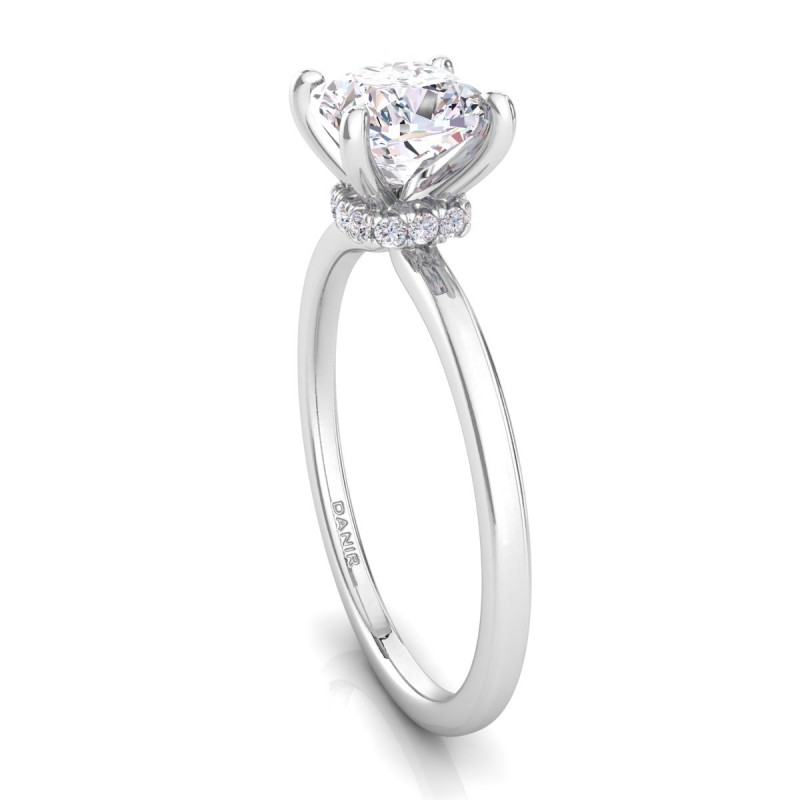 Hidden Halo Cushion Diamond Engagement Ring White Gold