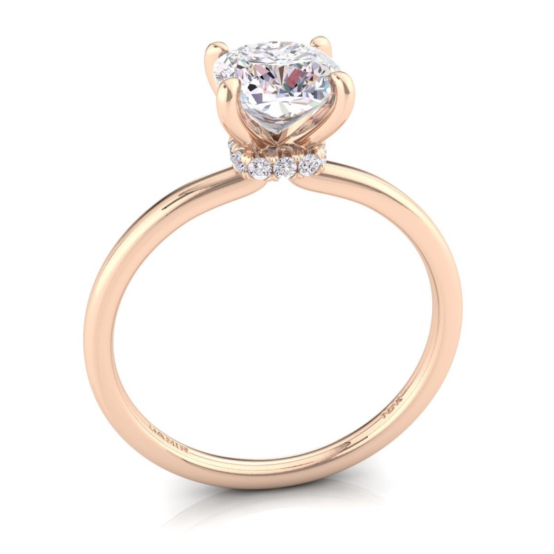 Hidden Halo Cushion Diamond Engagement Ring Rose Gold