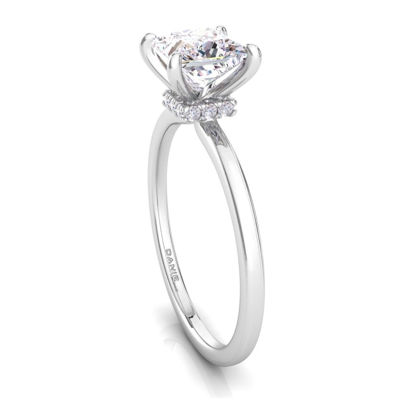 Hidden Halo Princess Diamond Engagement Ring White Gold