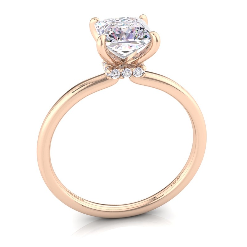 Hidden Halo Princess Diamond Engagement Ring Rose Gold