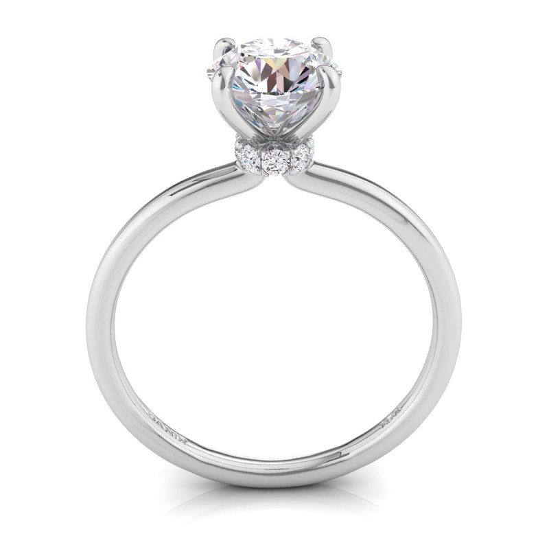 18K White Gold <br> Hidden Halo Diamond Engagement Ring White Gold