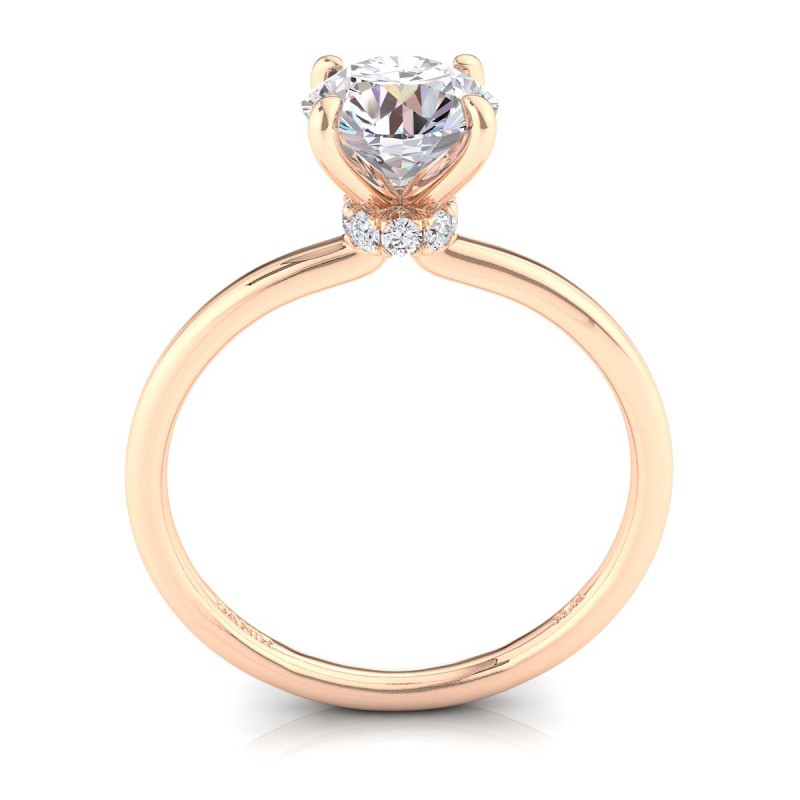 Hidden Halo Diamond Engagement Ring Rose Gold