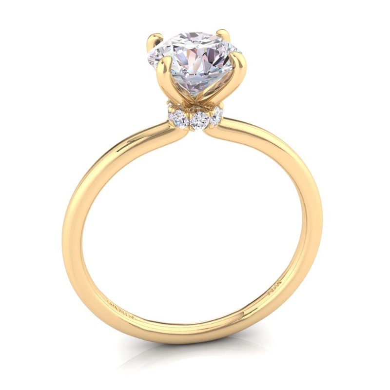 18K Yellow Gold <br> Hidden Halo Diamond Engagement Ring Yellow Gold