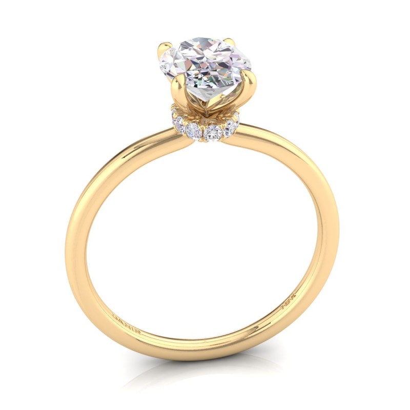 Hidden Halo Oval Diamond Engagement Ring Yellow Gold