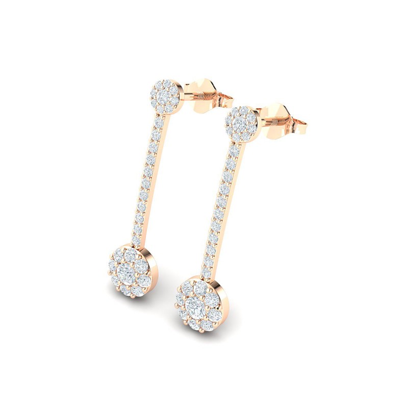 18K Rose Gold Illusion Drop Diamond Earrings