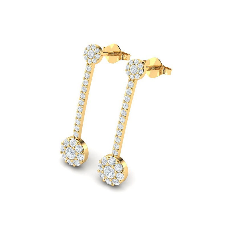 18K Yellow Gold Illusion Drop Diamond Earrings