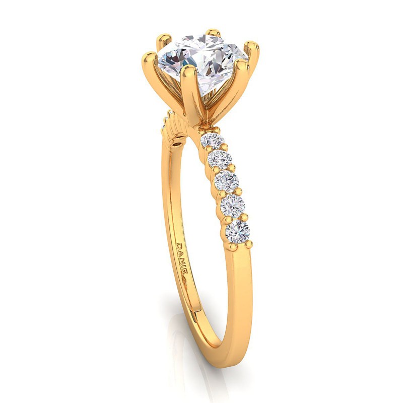 18K Yellow Gold <br> Jolene Six-Prong Diamond Engagement Ring Yellow Gold 