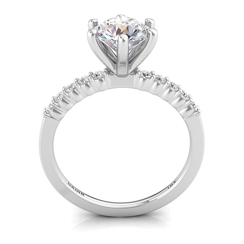 18K White Gold <br> Jolene Six-Prong Diamond Engagement Ring White Gold 
