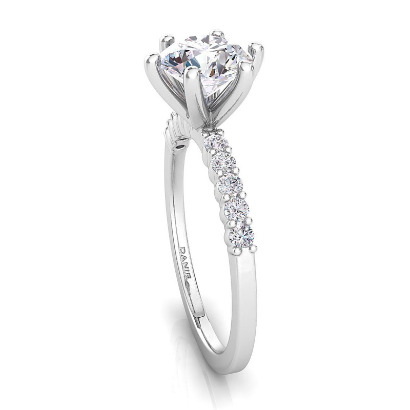 18K White Gold <br> Jolene Six-Prong Diamond Engagement Ring White Gold 