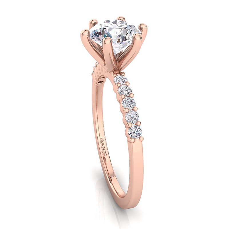 Jolene Six-Prong Diamond Engagement Ring Rose Gold 