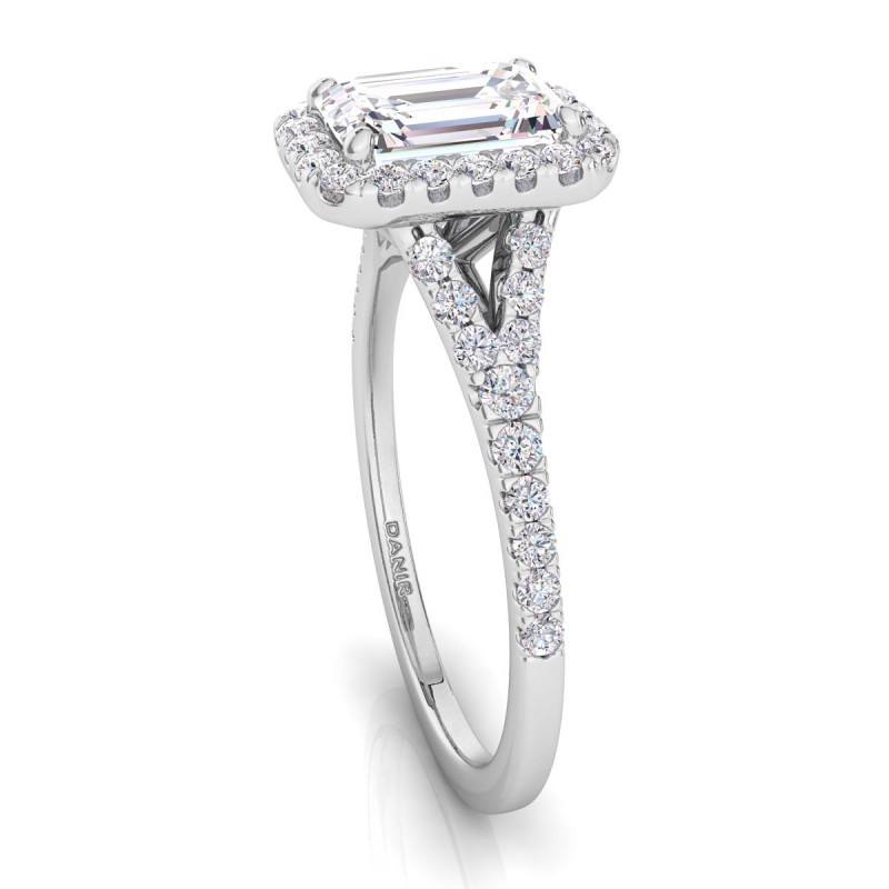 18K White Gold <br> Joy Diamond Engagement Ring Emerald White Gold 