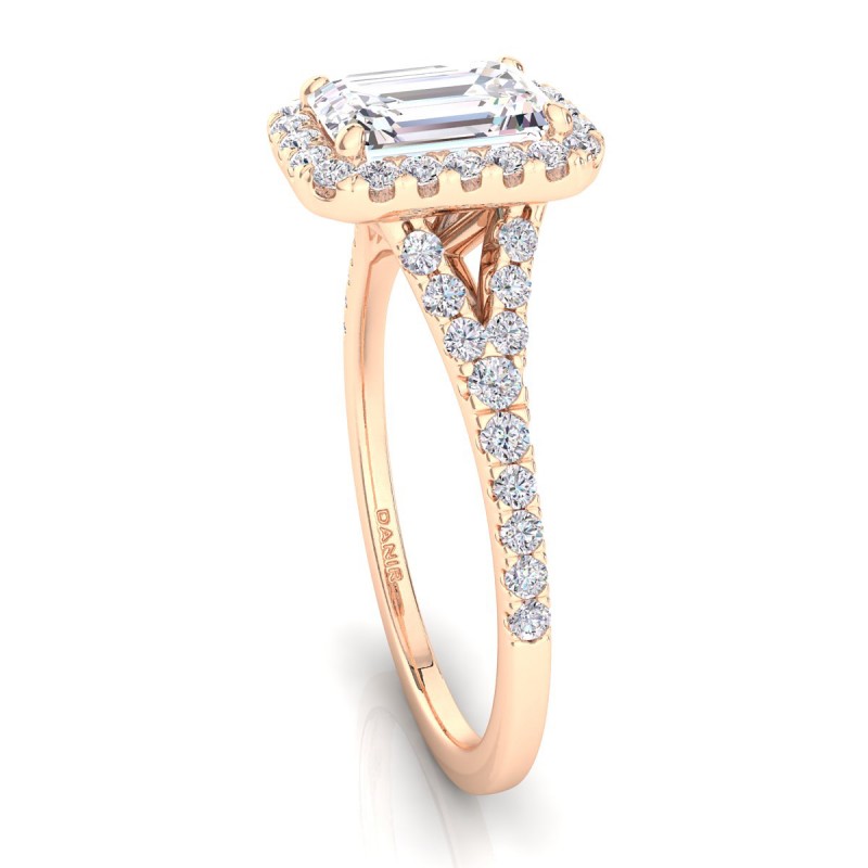 Joy Diamond Engagement Ring Emerald Rose Gold 
