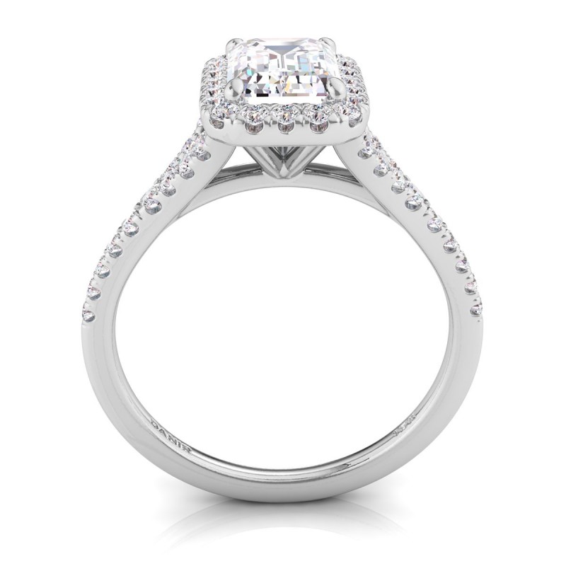 18K White Gold <br> Joy Diamond Engagement Ring Emerald White Gold 