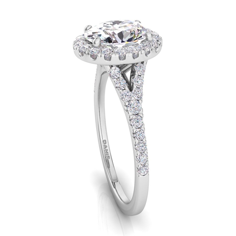 18K White Gold <br> Joy Diamond Engagement Ring Oval White Gold 