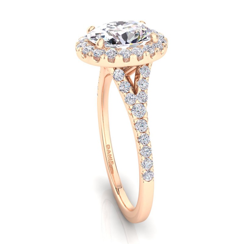 18K ROSE Gold <br> Joy Diamond Engagement Ring Oval Rose Gold 