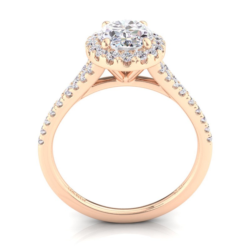 18K ROSE Gold <br> Joy Diamond Engagement Ring Oval Rose Gold 