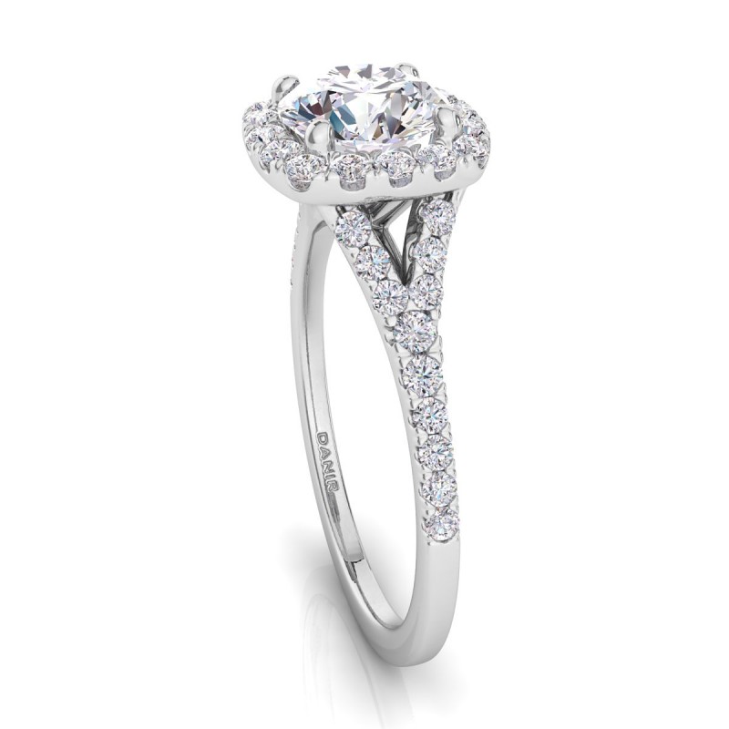 18K White Gold <br> Joy Diamond Engagement Ring Round White Gold 