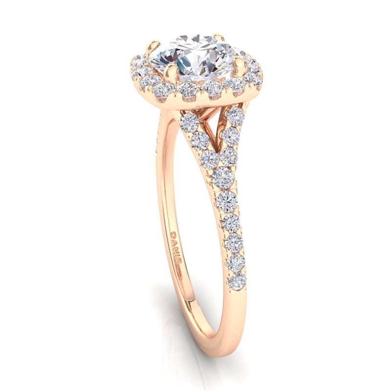 18K ROSE Gold <br> Joy Diamond Engagement Ring Round Rose Gold 
