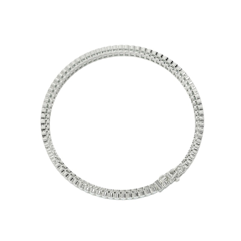 Lora Bezel Oval Tennis Diamond Bracelet White Gold