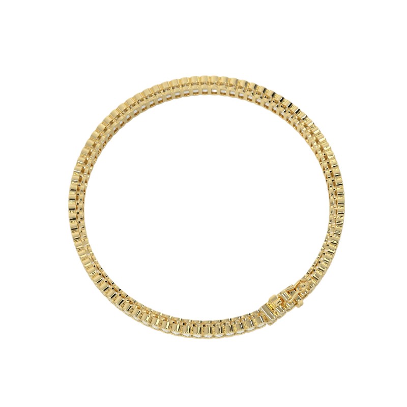 Lora Bezel Oval Tennis Diamond Bracelet Yellow Gold
