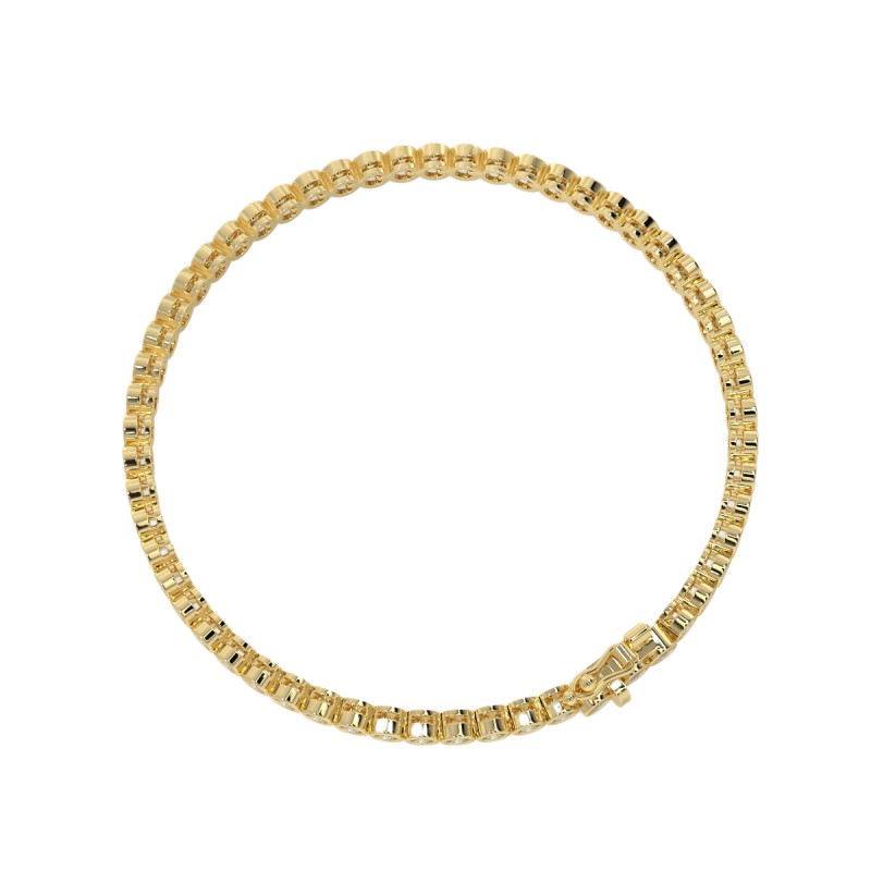 Lora Bezel Round Tennis Diamond Bracelet Yellow Gold