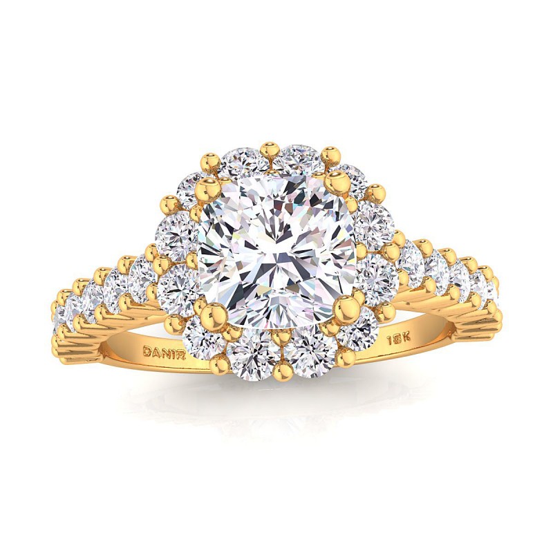 Lola Diamond Engagement Ring Cushion Yellow Gold 