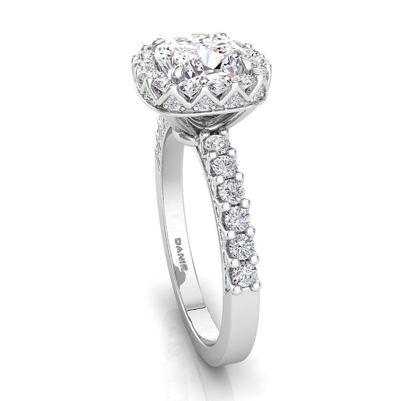 18K White Gold <br> Lucy Diamond Engagement Ring White Gold Cushion