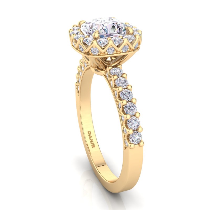 18K Yellow Gold <br> Lucy Diamond Engagement Ring Yellow Gold Cushion