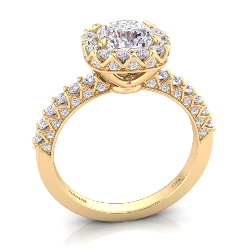 18K Yellow Gold <br> Lucy Diamond Engagement Ring Yellow Gold Cushion