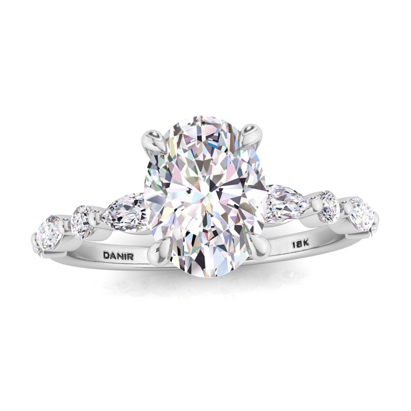 Marquise Diamond Engagement Ring Oval White Gold