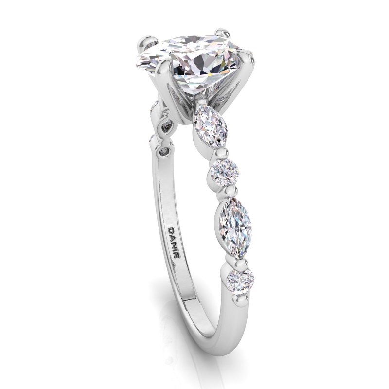 Marquise Diamond Engagement Ring Oval White Gold