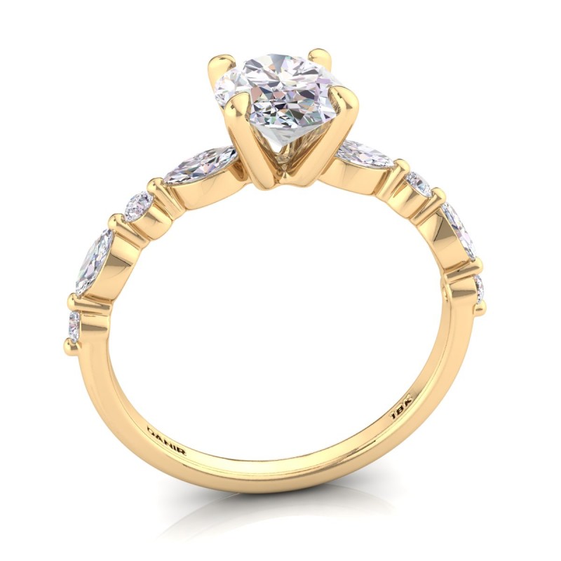 Marquise Diamond Engagement Ring Oval Yellow Gold