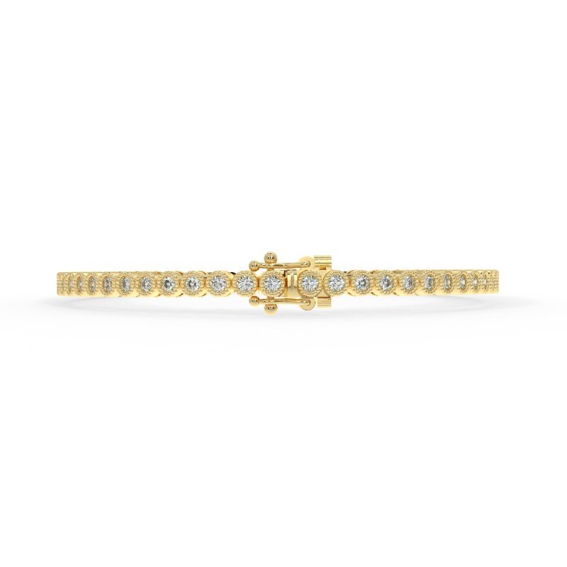 Mona Bezel Round Tennis Diamond Bracelet Yellow Gold