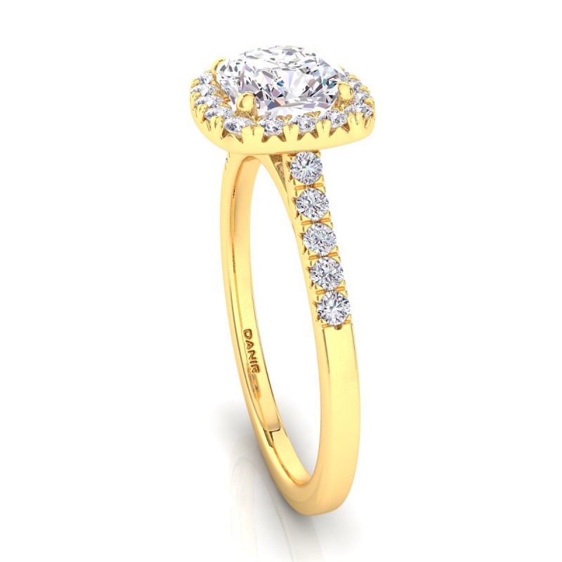 Odyssee Diamond Engagement Ring Cushion Yellow Gold 