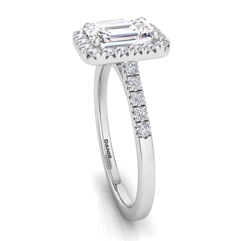 18K White Gold <br> Odyssee Diamond Engagement Ring Emerald White Gold 