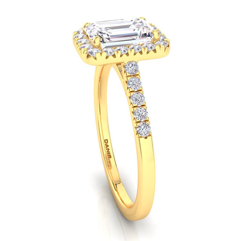 Odyssee Diamond Engagement Ring Emerald Yellow Gold 