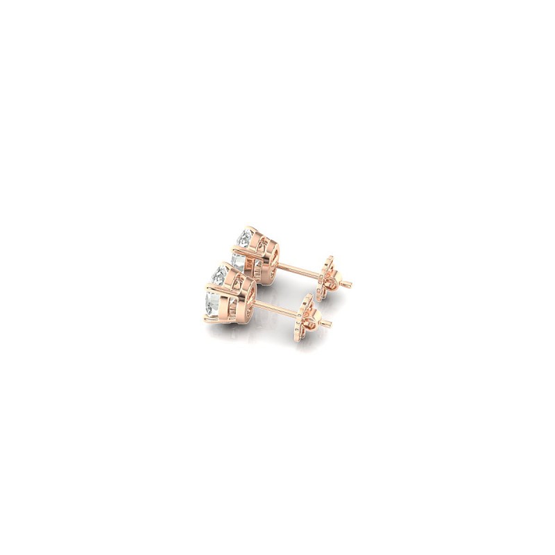 18K Rose Gold Oval Cut Diamond Stud Earrings