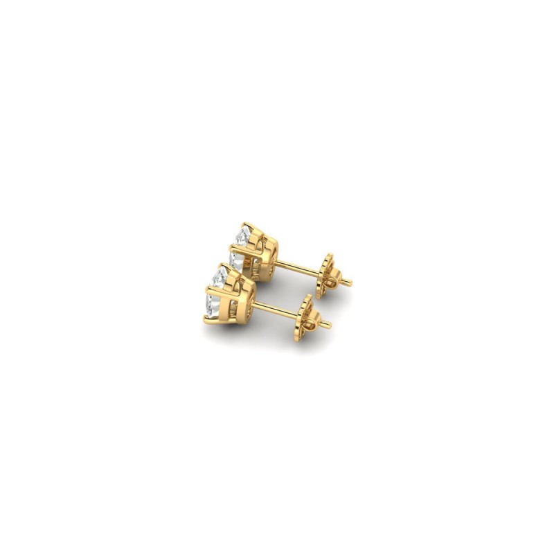 18K Yellow Gold Oval Cut Diamond Stud Earrings