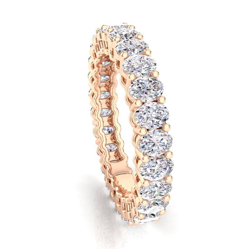 18K Rose Gold Oval Diamond Eternity Ring