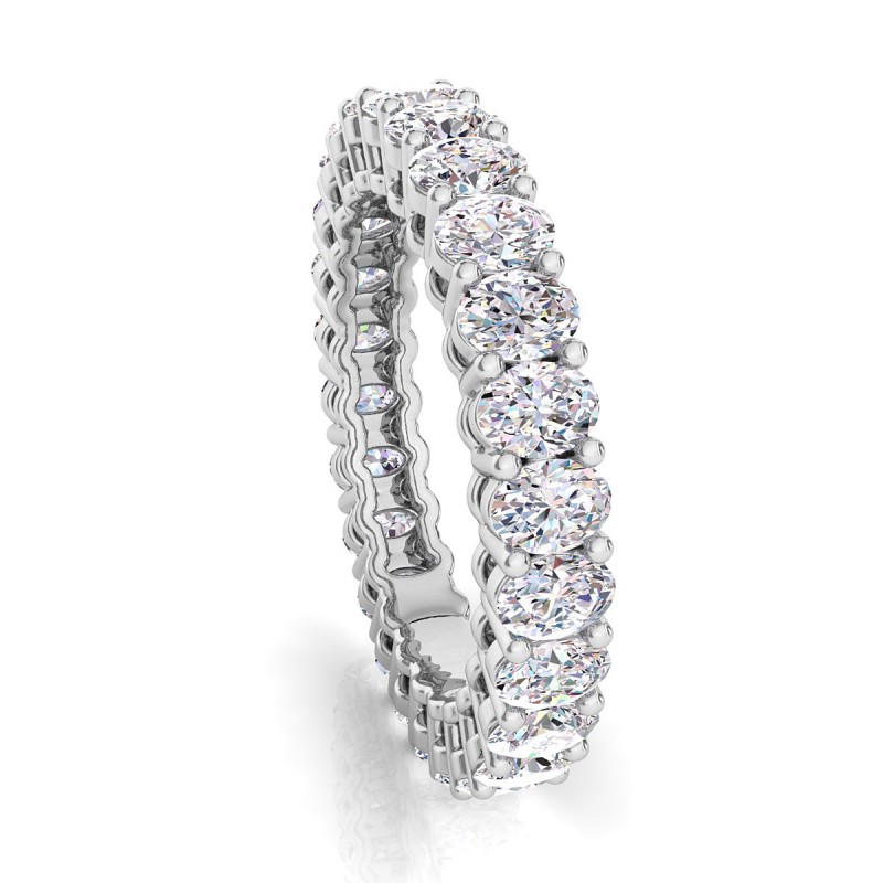 18K White Gold Oval Diamond Eternity Ring