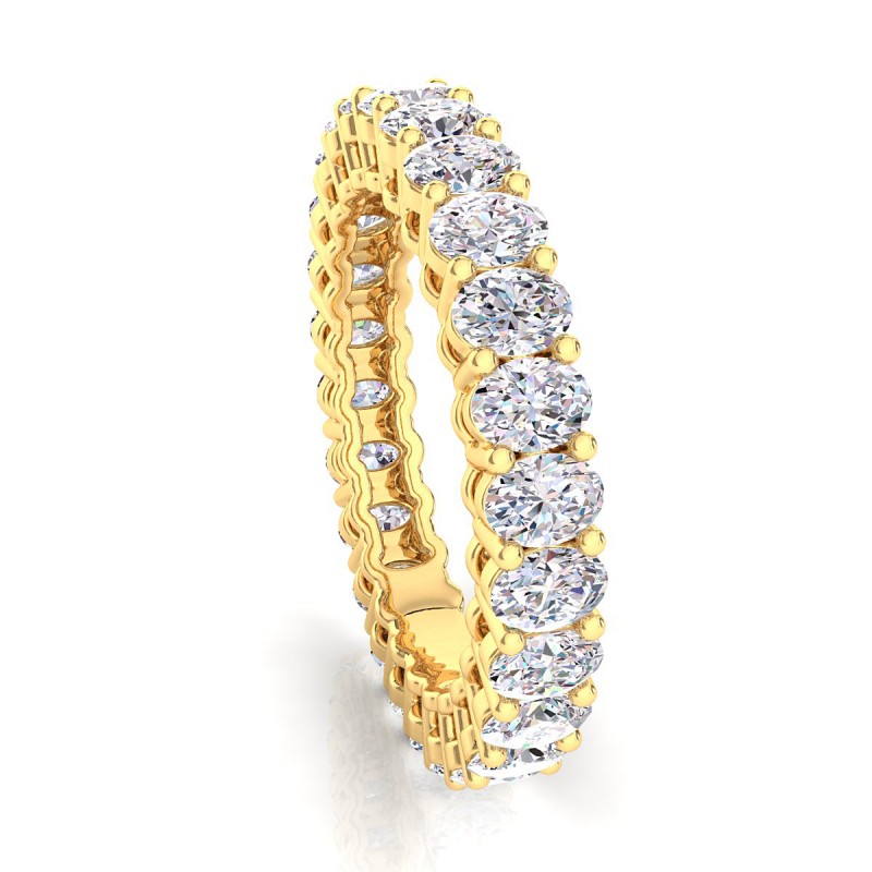 18K Yellow Gold Oval Diamond Eternity Ring