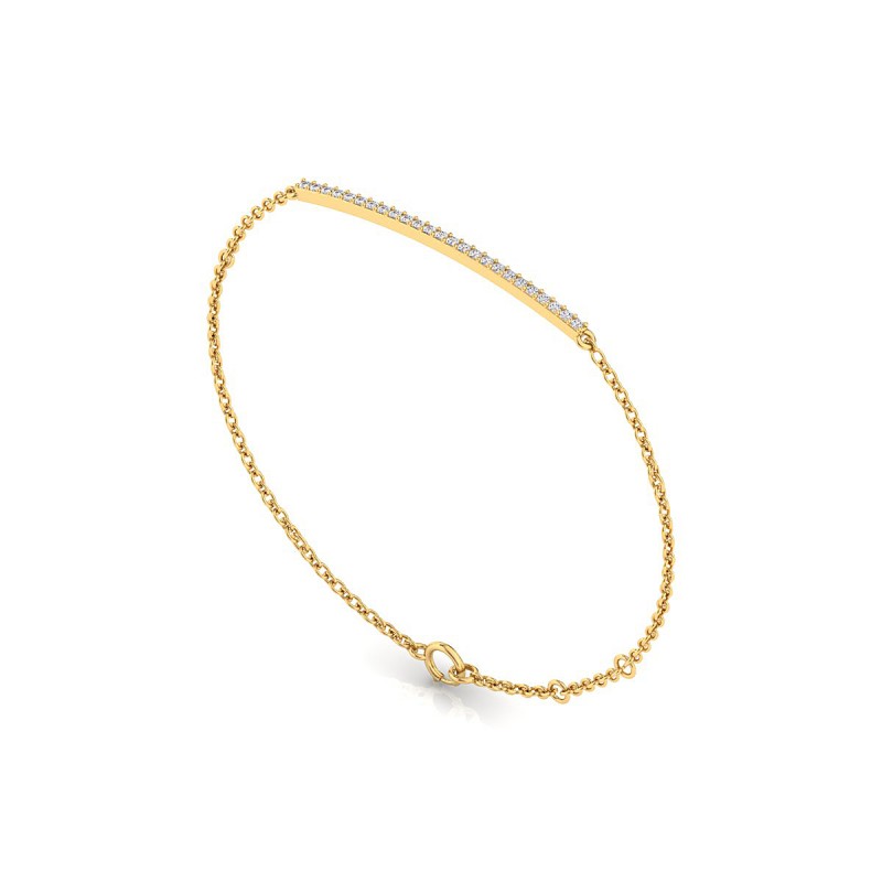 18K Yellow Gold Pavé Diamond Bar Bracelet