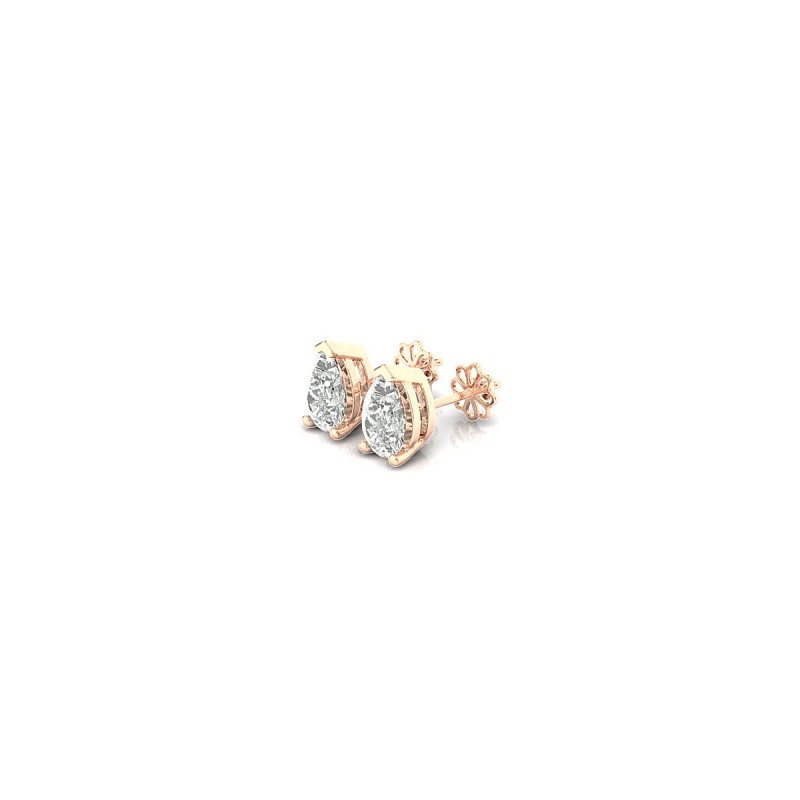 18K Rose Gold Pear Diamond Stud Earrings