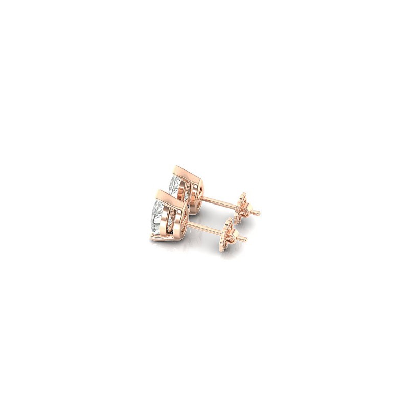 18K Rose Gold Pear Diamond Stud Earrings