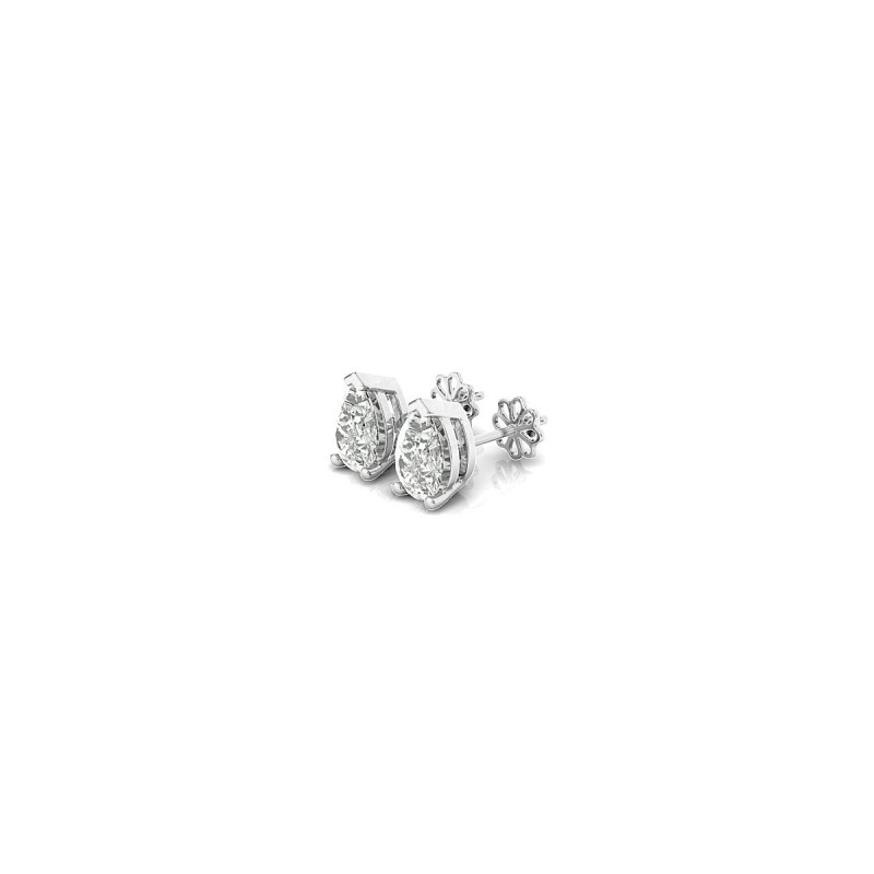 18K White Gold Pear Diamond Stud Earrings