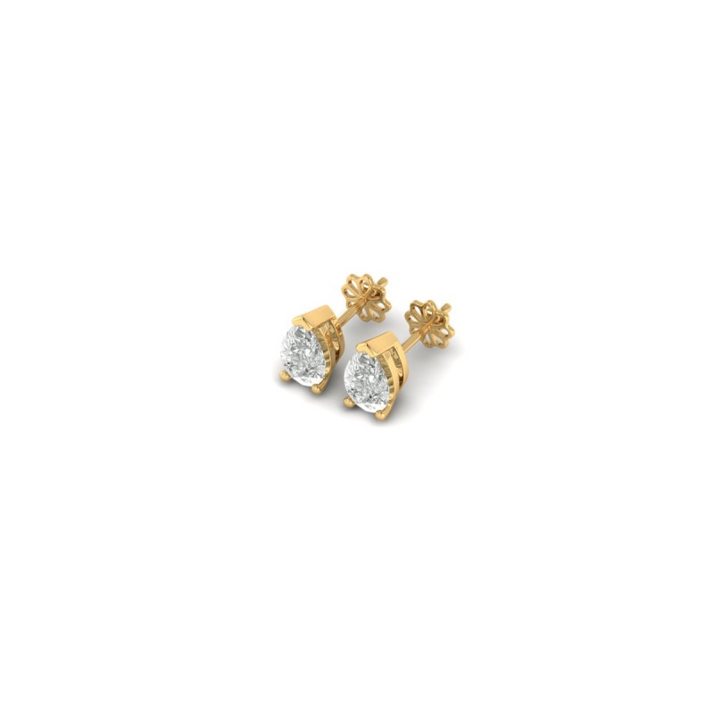 18K Yellow Gold Pear Diamond Stud Earrings