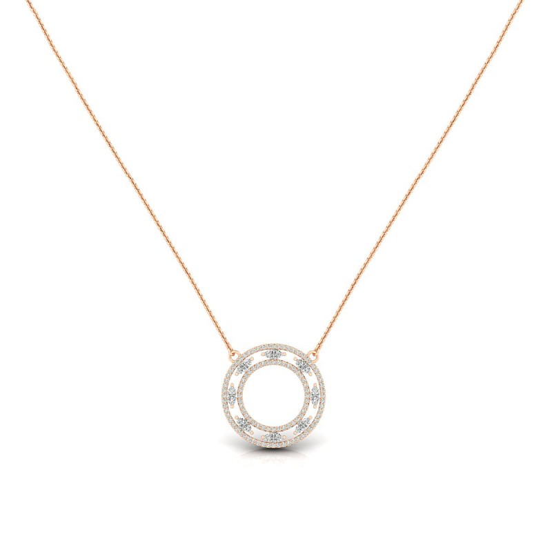 18K Rina Circle Diamond Rose Gold Pendant 