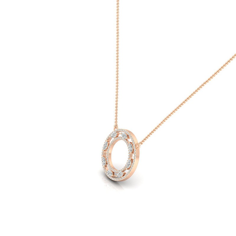 18K Rina Circle Diamond Rose Gold Pendant 