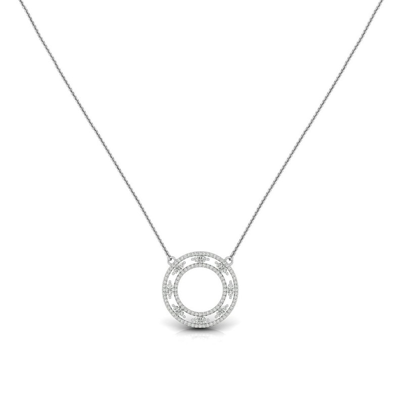 18K Rina Circle Diamond White Gold Pendant 